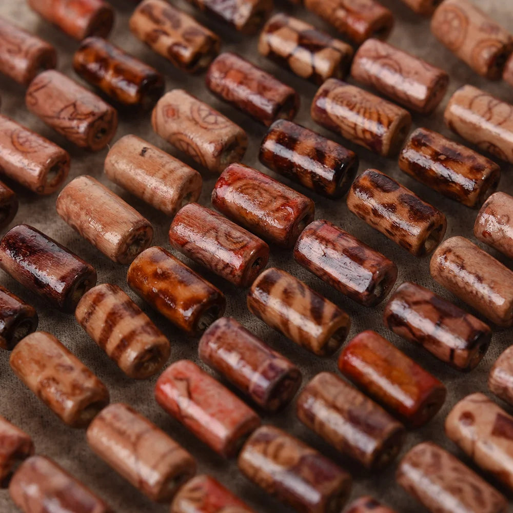 100pcs Wooden Dreadlock Beads - Vintage Natural Wood Hair Accessories - Shello's Creative Boutique