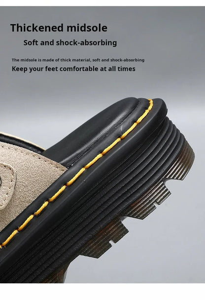 Men's Summer Half Slippers - Non-Slip Beach Clogs Casual Leather Sandals