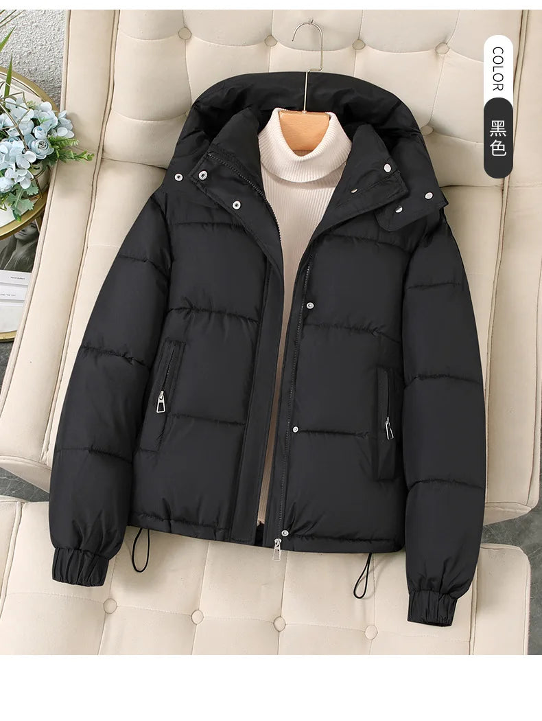 Women's Hooded down Jacket 2025 Autumn Winter Collection Warm Casual Parka Loose Fit Cotton Padded Bigger Size Available - Shello's Creative Boutique