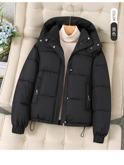 Women's Hooded down Jacket 2025 Autumn Winter Collection Warm Casual Parka Loose Fit Cotton Padded Bigger Size Available - Shello's Creative Boutique