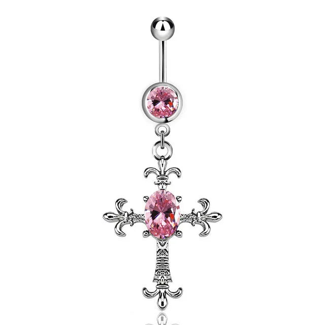 Pink Stainless Steel Belly Button Ring – Animal & Butterfly Styles