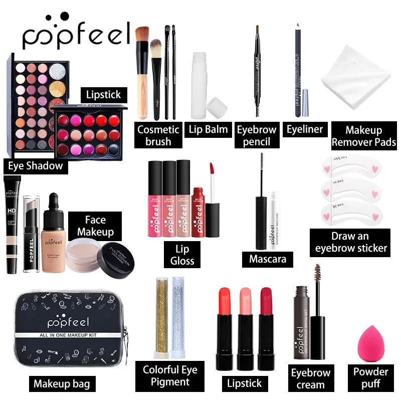 Professional Makeup Set Full Makeup Kit Eye Shadow Blush Foundation Face Powder Makeup Case Korean Cosmetic Christmas Gifts - Shello's Creative Boutique