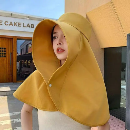 Women's UV Protection Sun Hat with Parasol – Neck Guard Fishing Hat for Outdoor Summer