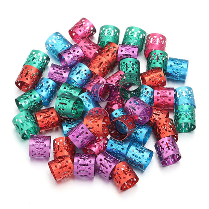 100Pcs/lot Dreadlock Hair Rings Metal Hollow Tube Dirty Dread Braids Adjustable for Cuffs Clip Hair Accessories Styling Tools - Shello's Creative Boutique