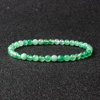 4mm Natural Stone Agate & Lava Stretch Bracelet – Handmade Tiny Bead Bangle for Men & Women