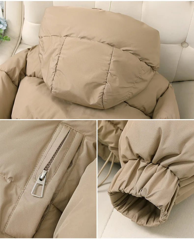 Women's Hooded down Jacket 2025 Autumn Winter Collection Warm Casual Parka Loose Fit Cotton Padded Bigger Size Available - Shello's Creative Boutique