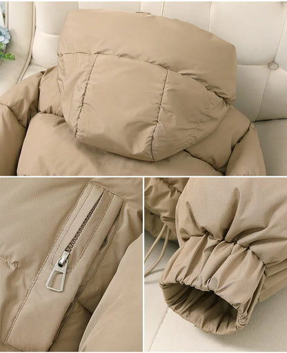 Women's Hooded down Jacket 2025 Autumn Winter Collection Warm Casual Parka Loose Fit Cotton Padded Bigger Size Available - Shello's Creative Boutique