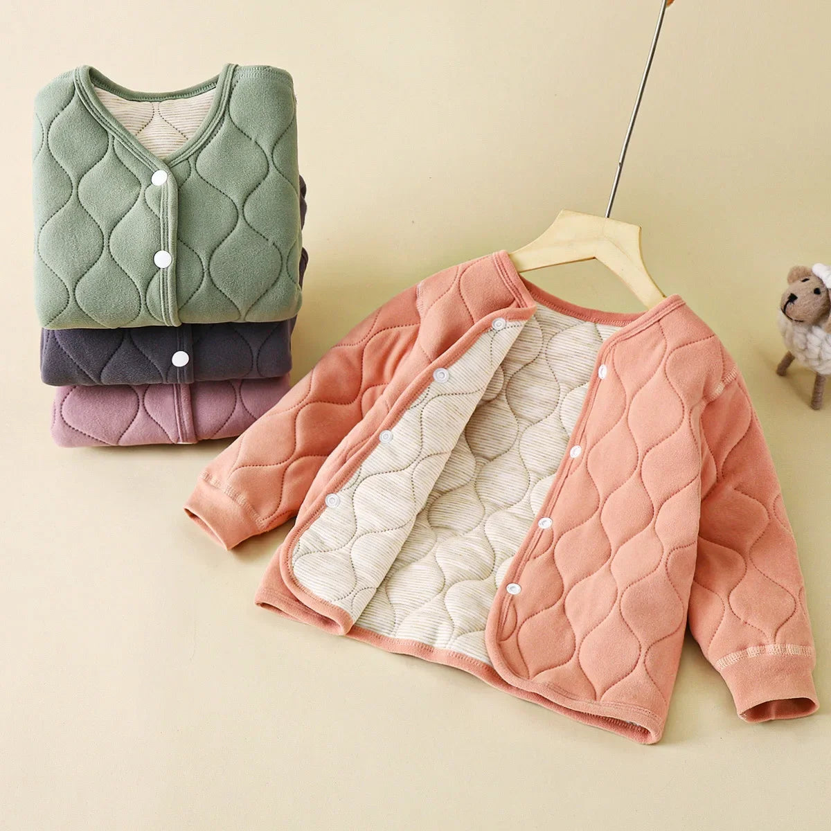 Children’s Quilted Autumn-Winter Jacket – Unisex 3-Layer Thickened Coat Shello's Creative Boutique