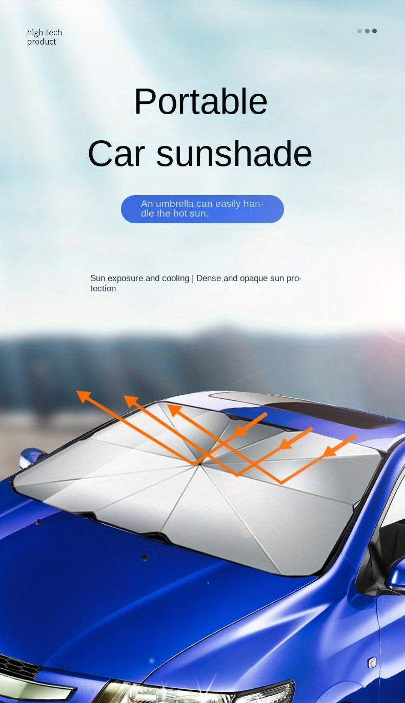 Foldable Car Windshield Sun Shade — Portable Sunscreen Parasol for Front Window
