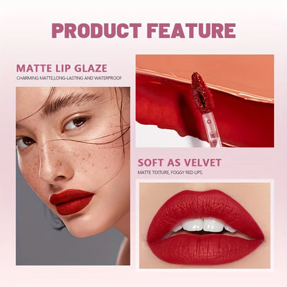 Luxury Long-lasting Waterproof Velvet Matte Liquid Lipstick - Hydrating, High Pigment, Smudge-proof, Lightweight - Shello's Creative Boutique