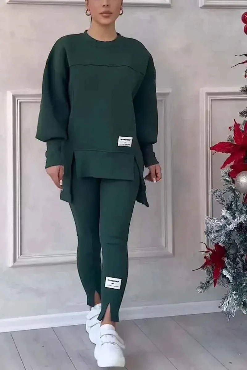 Women's Hooded Two Piece Activewear Set - Sweatshirt & Pencil Pants Outfit - Shello's Creative Boutique
