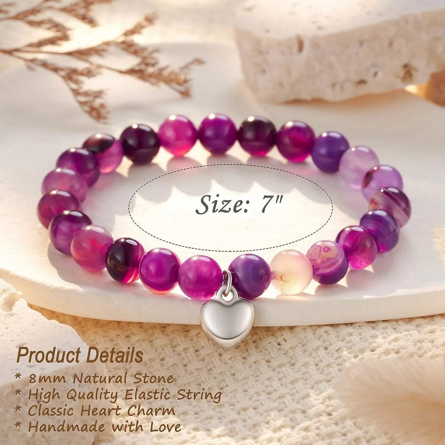 Amethyst & Purple Agate Bracelet and Necklace Gift Set – Stress Relief Jewellery