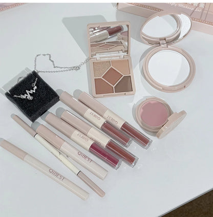 Makeup Gift Box Butterfly Bow Heart Limited Lipstick Powder Blush Eyeshadow Makeup Gift Box Set and Necklace Gifts for Women - Shello's Creative Boutique