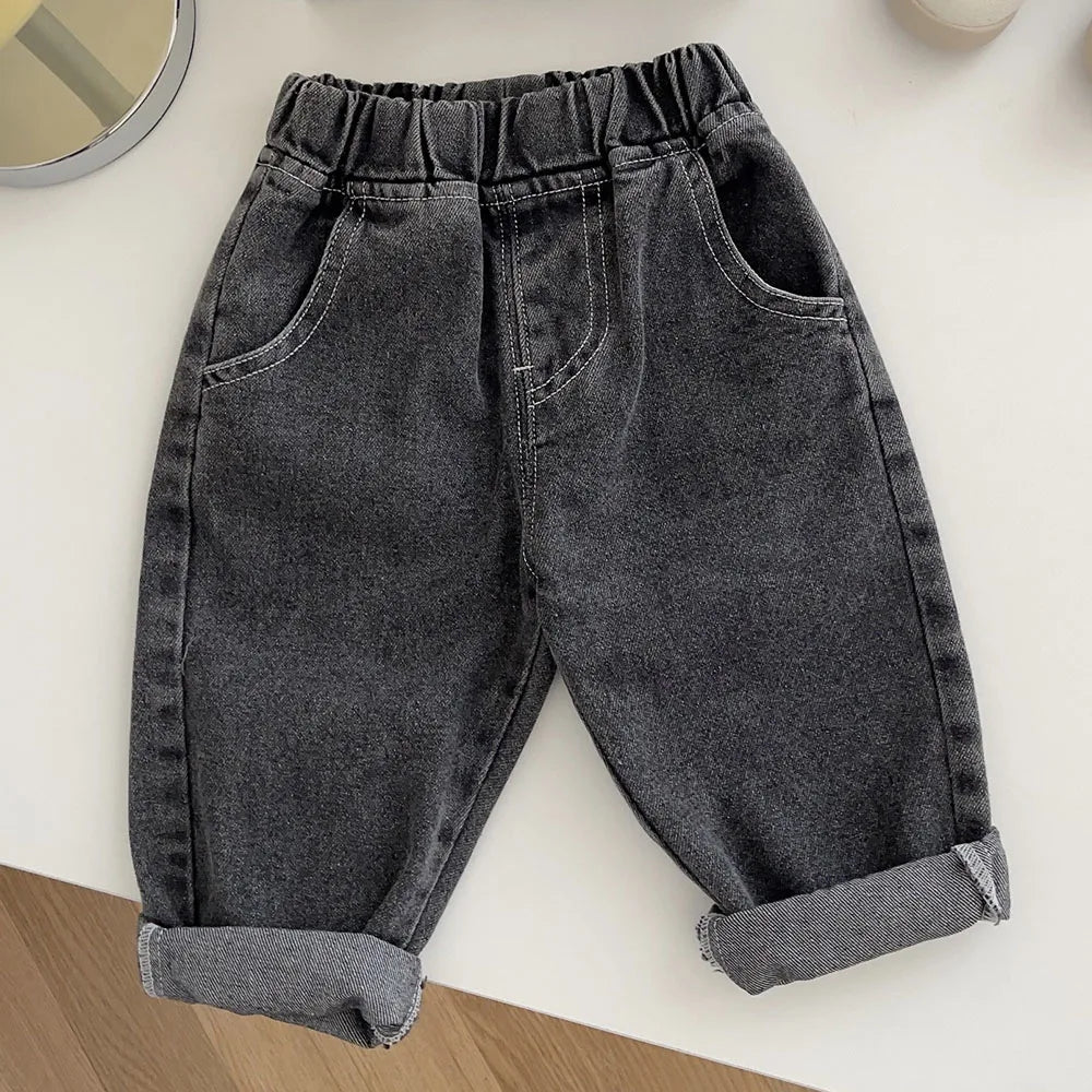 Amya Baby Boys' Vintage School Pants – Toddler Solid Color Elastic Waist Jeans (Ages 7M–6Y) Shello's Creative Boutique