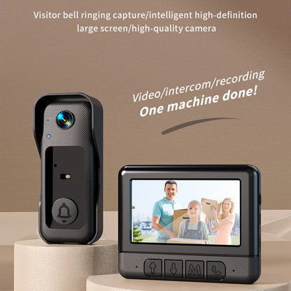 4.3 Inch Wireless Video Doorbell with 130° Camera & Night Vision