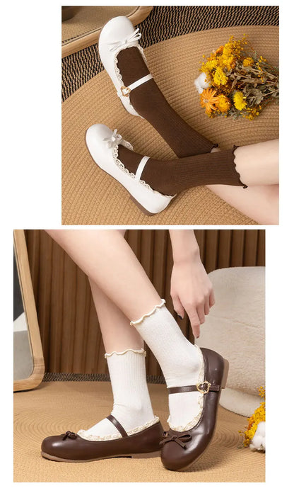 Women's Mary Janes Flat Shoes - Round Toe Buckle Strap Ballet Flats