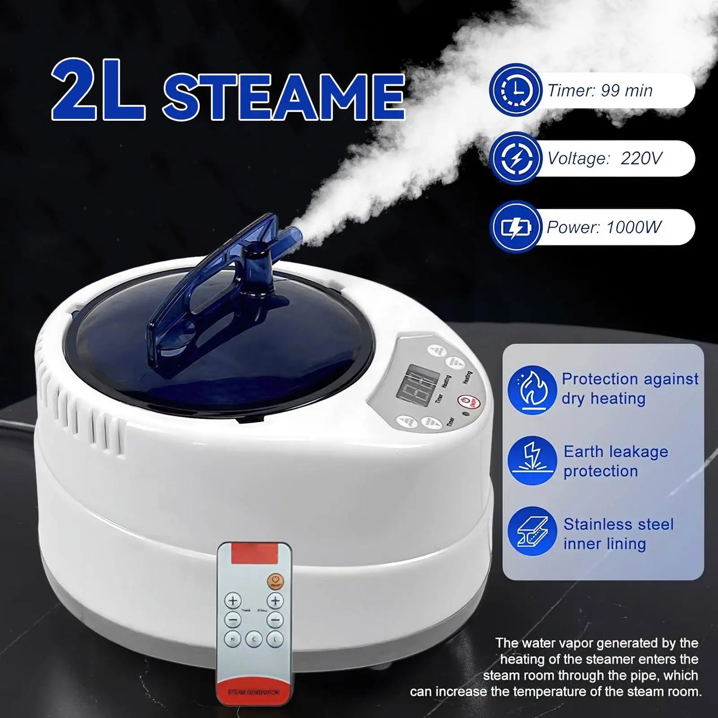 Portable Steam Sauna Tent – 3/4L 1000/2000W Home Spa with Remote Control & Folding Chair
