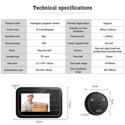 Digital Door Viewer Doorbell Camera with Wireless Monitor & Night Vision
