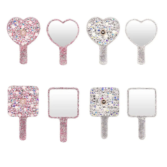 Luxury Diamond Hand Mirror Love Heart Mirror Female Handle Makeup Cosmetic Beauty Tools Handheld Vanity Make Up Mirror For Girls Shello's Creative Boutique