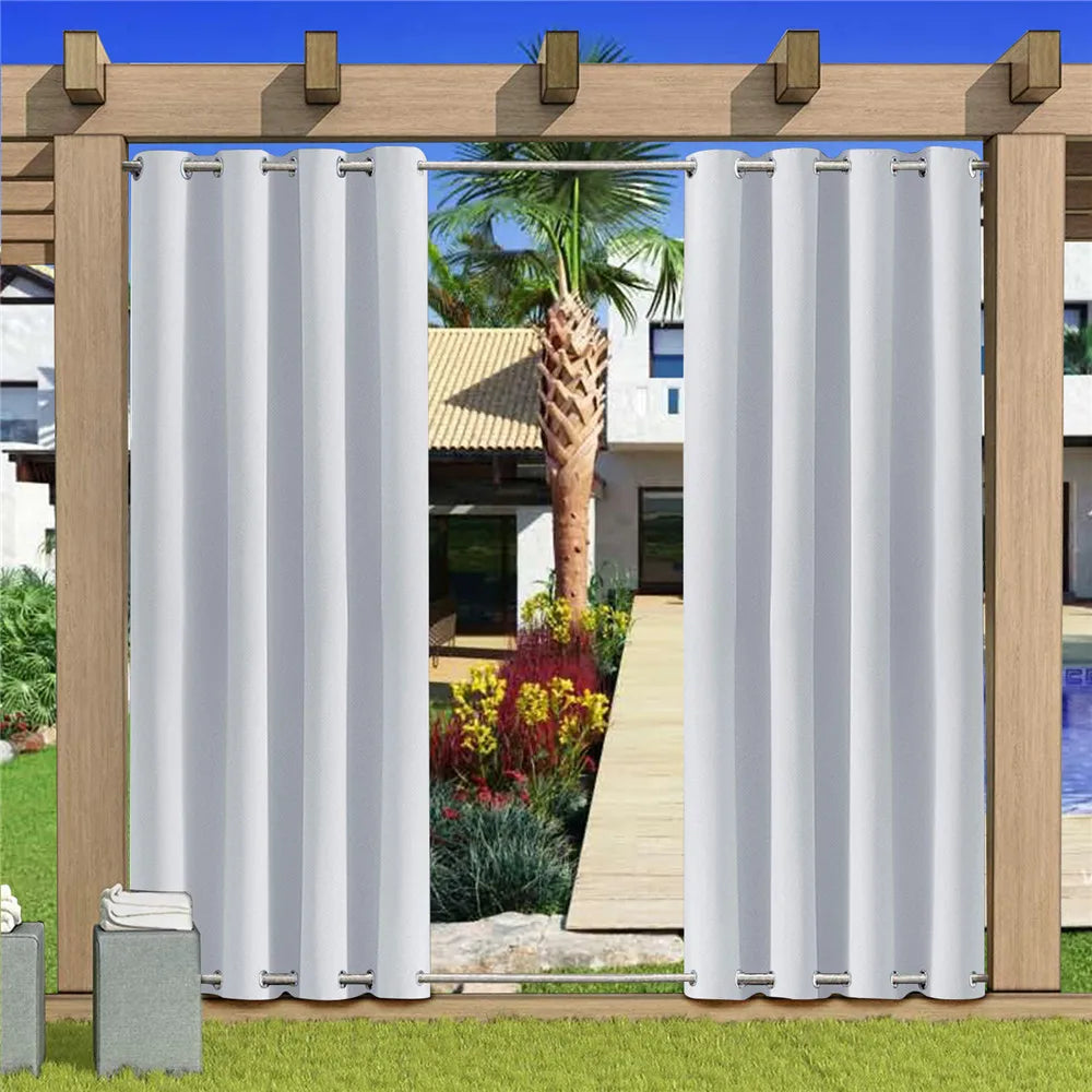 Outdoor Patio Curtains - Weighted Waterproof Blackout Drapes for Gazebo, Porch & Balcony - Shello's Creative Boutique