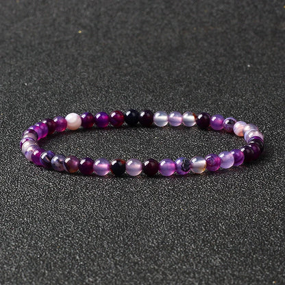 4mm Natural Stone Agate & Lava Stretch Bracelet – Handmade Tiny Bead Bangle for Men & Women