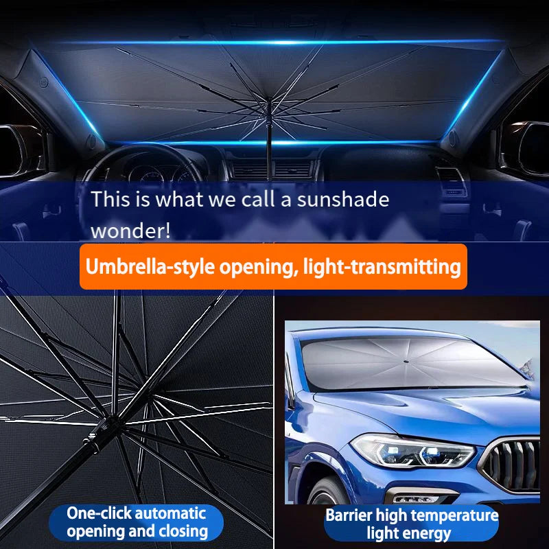 Foldable Car Windshield Sun Shade — Portable Sunscreen Parasol for Front Window