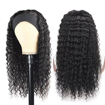 Human Hair Headband Wig - Water Wave 180% Density Natural Wig - Shello's Creative Boutique