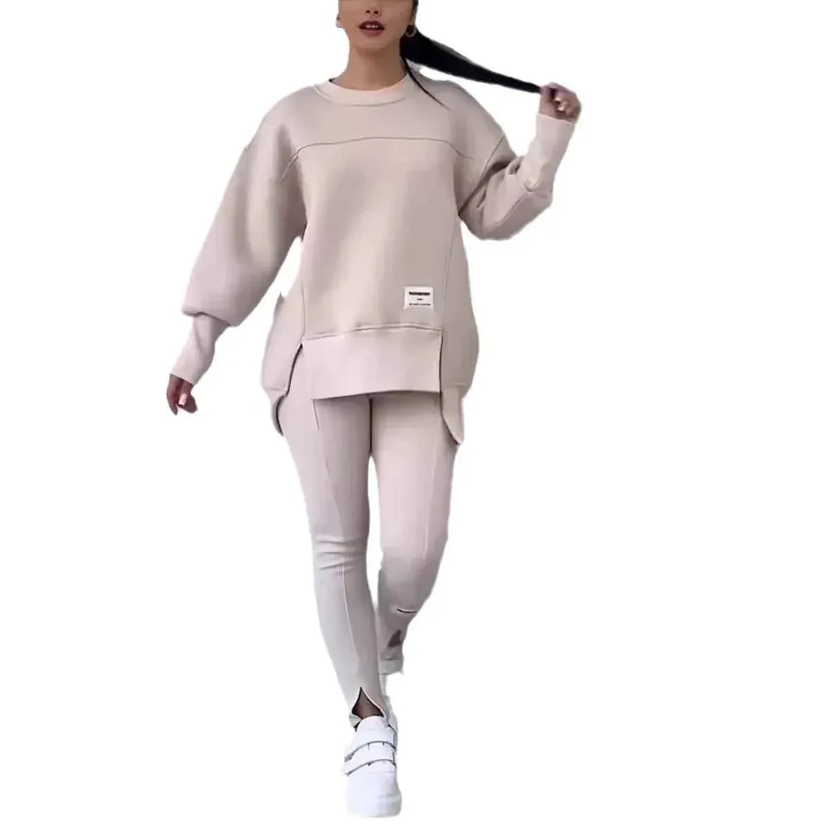 Women's Hooded Two Piece Activewear Set - Sweatshirt & Pencil Pants Outfit - Shello's Creative Boutique