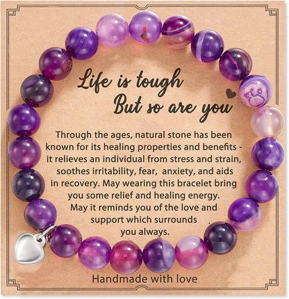 Amethyst & Purple Agate Bracelet and Necklace Gift Set – Stress Relief Jewellery
