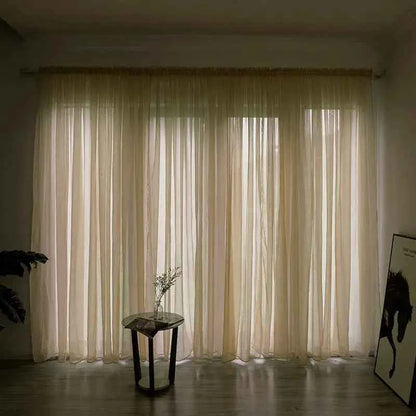100*270cm Modern Curtains White Transparent Gauze Curtains Solid Color Kitchen Curtain Valves Window Fabrics Rustic Decoration