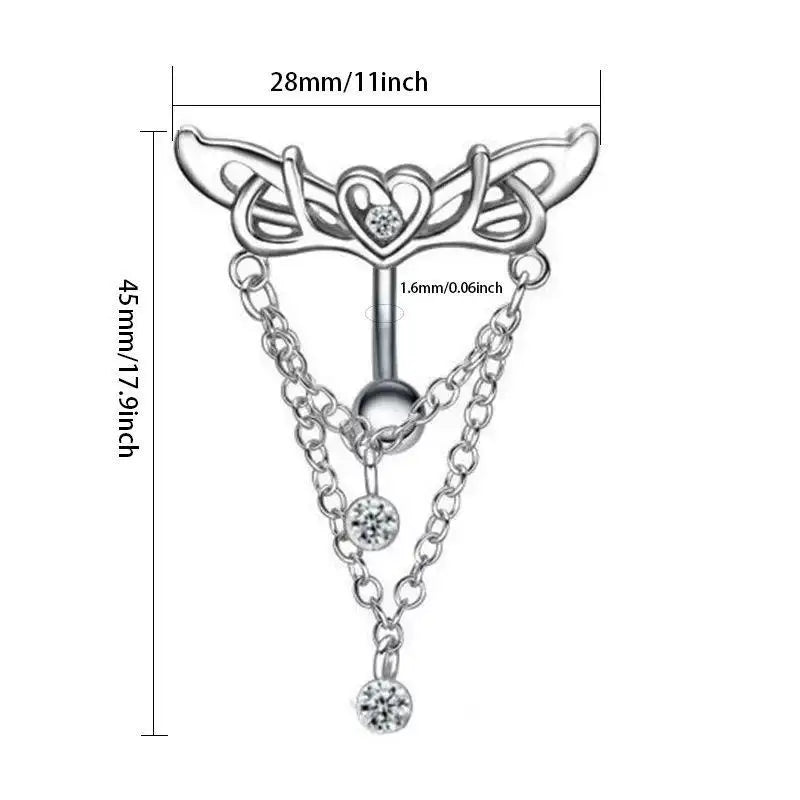 Heart Wings Belly Button Ring