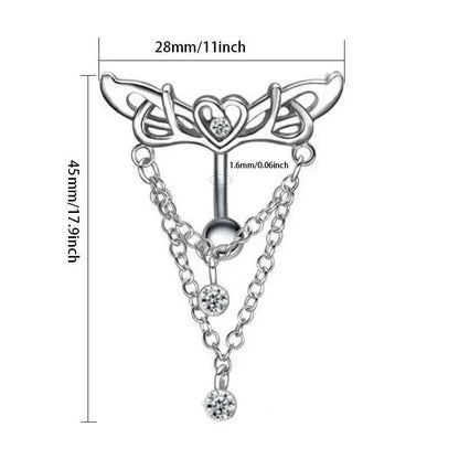Heart Wings Belly Button Ring
