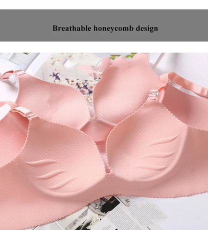 NURRASA Seamless Push-Up Bra & Panty Set – Sexy Floral Wire-Free Lingerie for Women, 3/4 Cup Adjustable Brassiere & Briefs (Sizes 70AB–85AB)