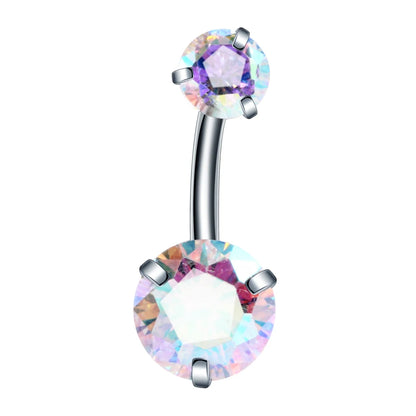 Stainless Steel Cubic Zirconia Drop Navel Ring