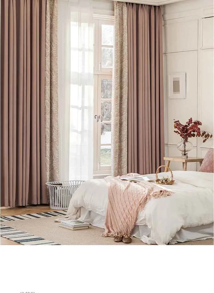 Custom Size French Spliced curtains for Living Room Bedroom Light Luxury Blackout Curtains Thickened Chenille White Tulle