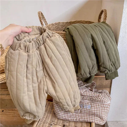 Winter Cotton-Padded Kids Harem Trousers – Unisex Full-Length Thermal Pants (Ages 2–7) - Shello's Creative Boutique