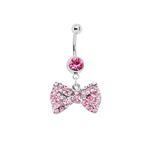 Pink Stainless Steel Belly Button Ring – Animal & Butterfly Styles