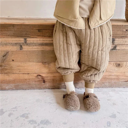 Winter Cotton-Padded Kids Harem Trousers – Unisex Full-Length Thermal Pants (Ages 2–7) - Shello's Creative Boutique