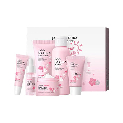 6pcs/Set Sakura Skin Care Sets Face Cream Serum Toner Facial Cleanser Sunscreen Eye Cream Face Skin Care Set Product Gift box Shello's Creative Boutique