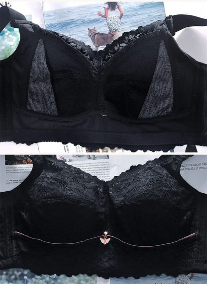 Embroidered Push-Up Backless Bra – Sexy Lace Lingerie for Women, Plus Size Wire-Free Bra Tops (C–E Cup, 36–48)