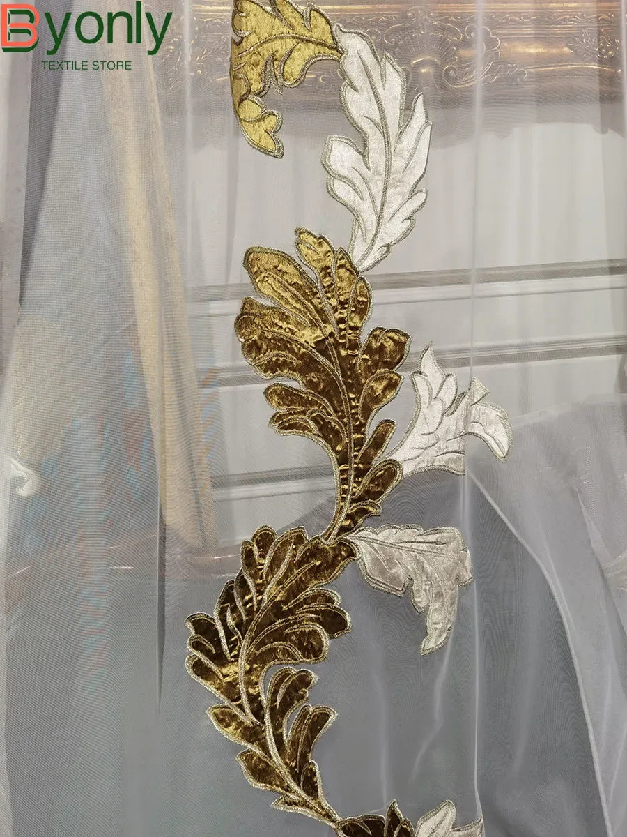 European Luxury Villa Curtains - French Velvet Embroidered Drapes - Shello's Creative Boutique