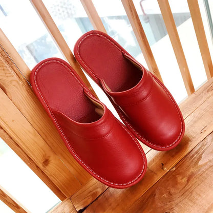 Men's Indoor Slippers - Closed Toe Faux Leather Slides (Large Sizes 47-48)