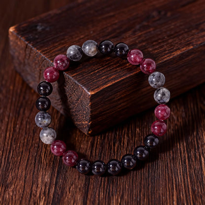Luxury Garnet Natural Stone Protection Bracelet – Red & Black Beaded Bangle