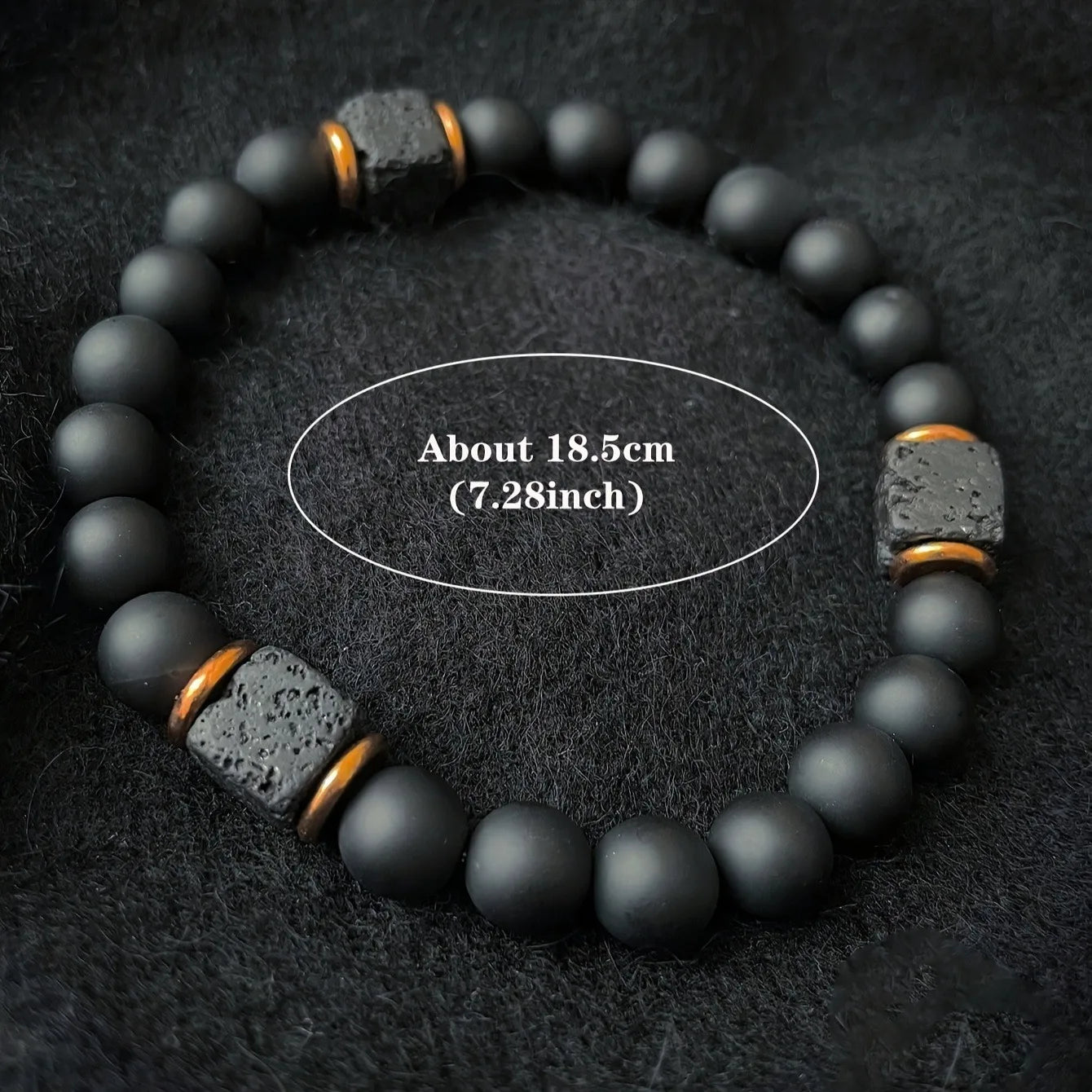 Elastic Men's Volcanic Stone Bracelet with Square Black Agate Fashionable Jewelry Suitable for Modern Gentlemen Magnetic Therapy