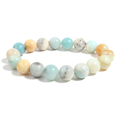 Dendritic Agate Natural Stone Beaded Bracelet – Green & White