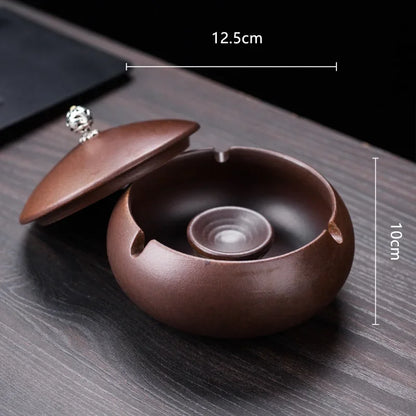 Creative Ceramic Ashtray with Lid – Anti-Fly Ash Desktop Ornament, 18 Styles