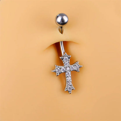 Fashion Sexy Piercing Navel Nail Body Jewelry For Women Girls Personalized Simple Cross Pendant Belly Button Rings Gifts