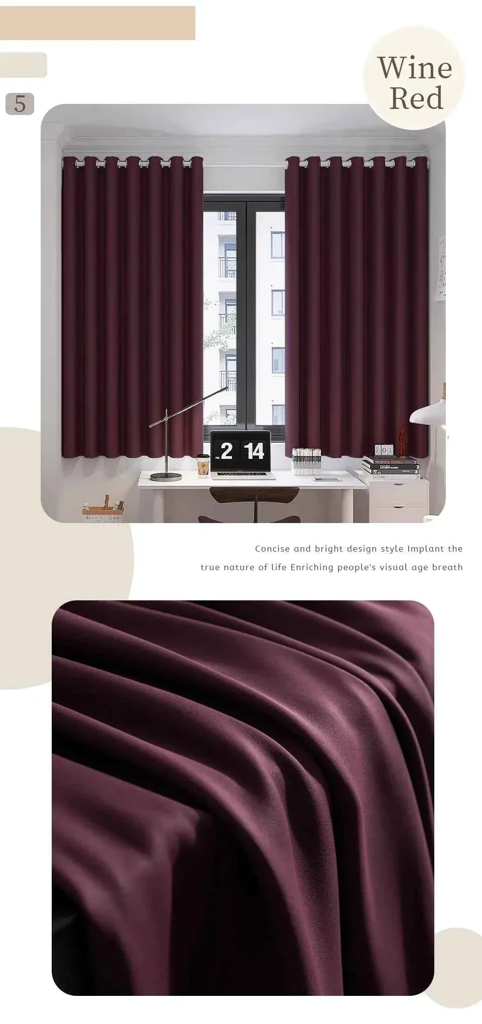 Modern Blackout Curtains - Thermal Insulated Short Drapes for Kitchen & Bedroom (95% Light Blocking) - Shello's Creative Boutique