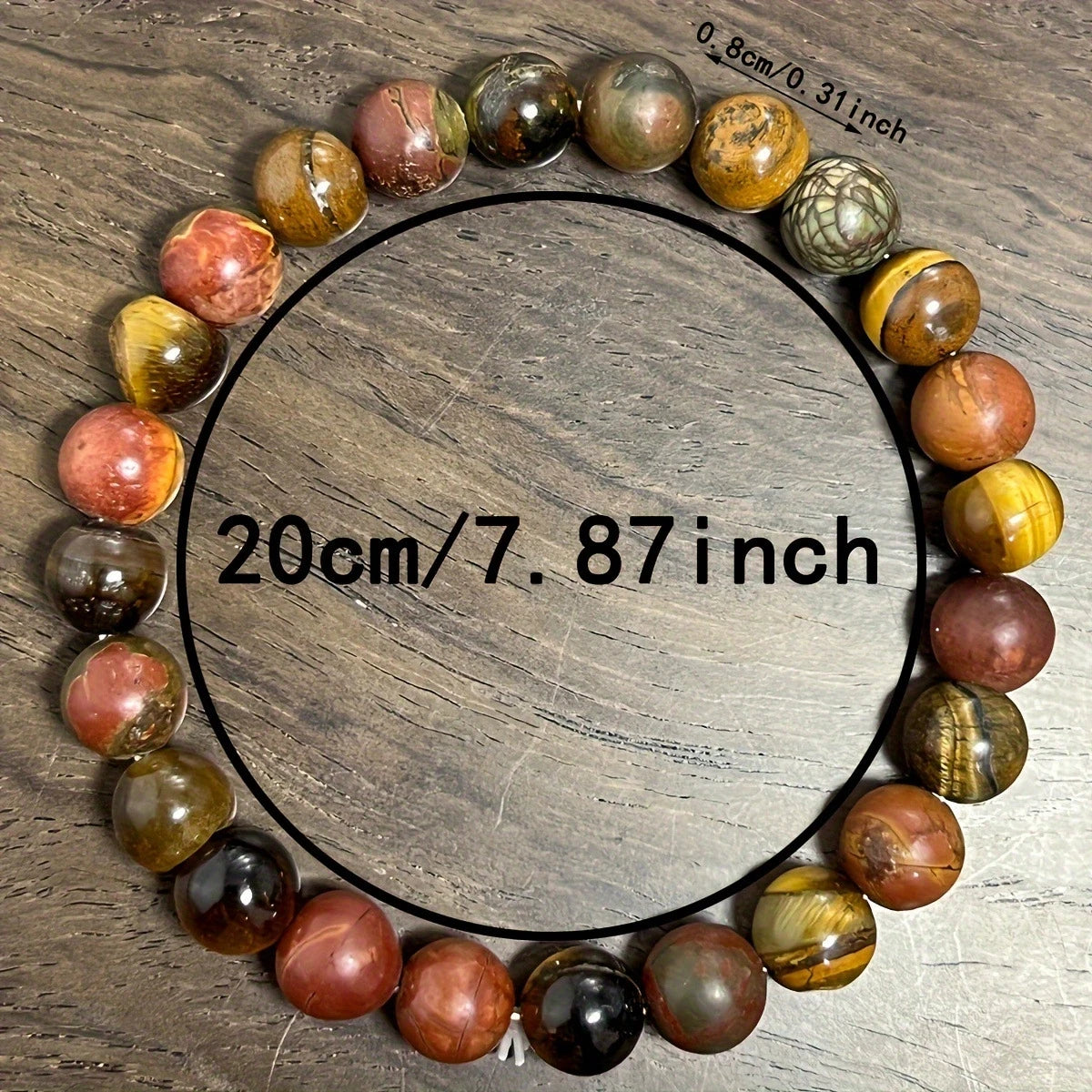 8mm Multicolour Tiger Eye Natural Stone Beaded Bracelet – Unisex