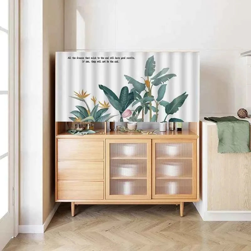 1PC Kitchen Cabinet Curtain Cover Dustproof Cupboard Wardrobe Short Curtains Washable Drapes Self-adhesive Half-Curtain Cortinas